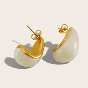 18K Gold Plated Ivory Teardrop Stud Earrings